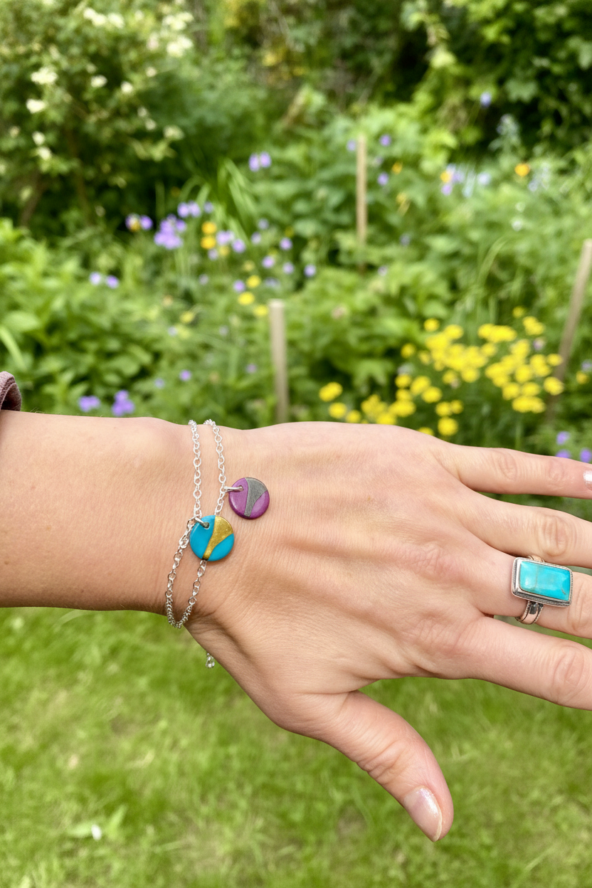 Disc Bracelet with 24ct gold detailing