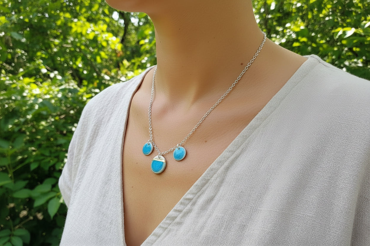 Sea Breeze Necklace with 24ct Gold Detailing