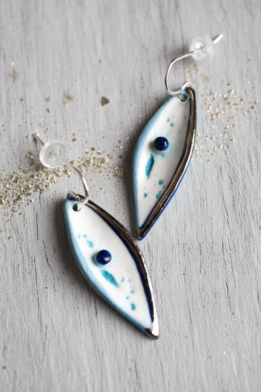 Droplet Earrings with Platinum Detailing