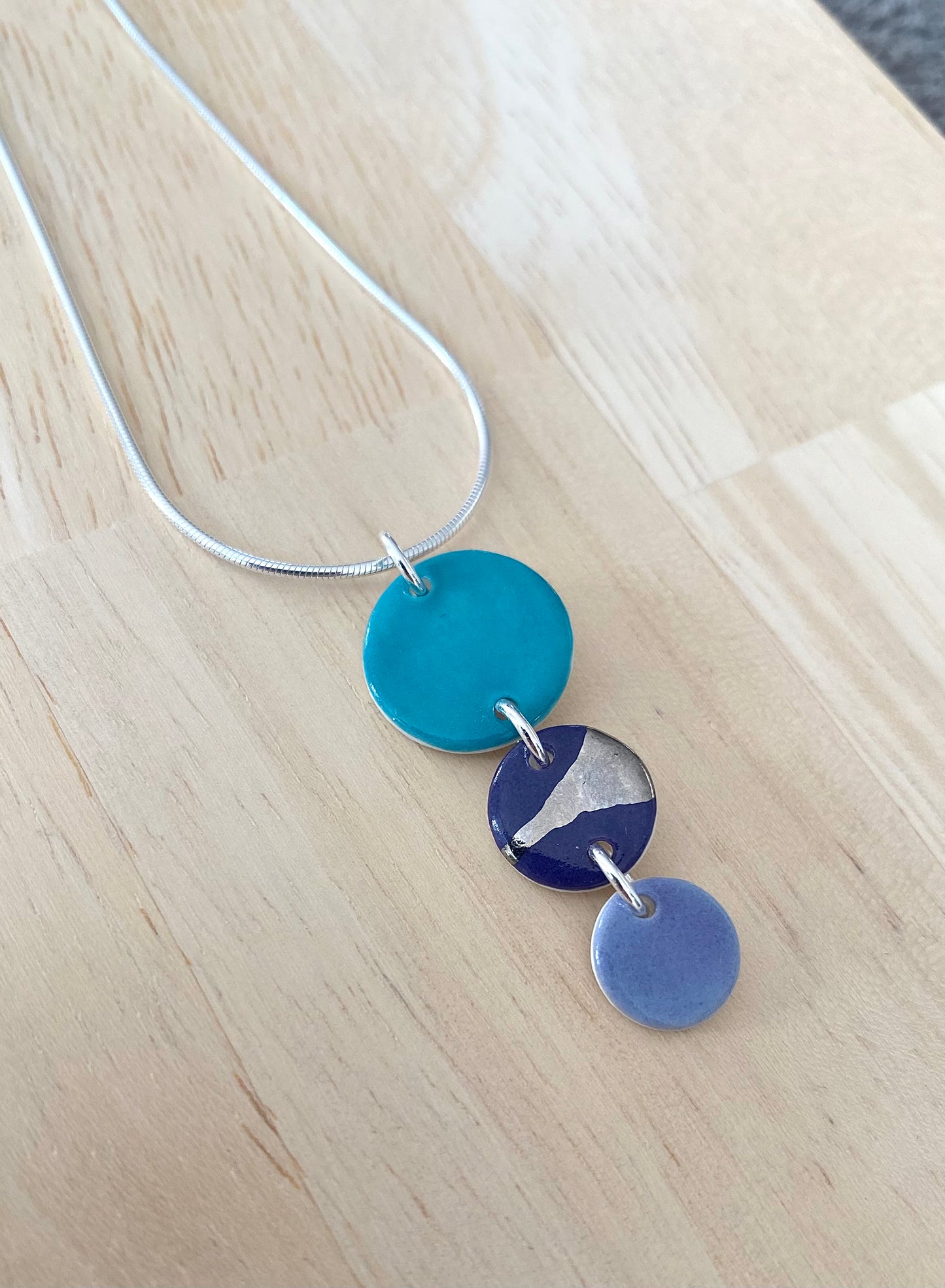 Disc Necklace with Platinum Detailing (3 Discs)
