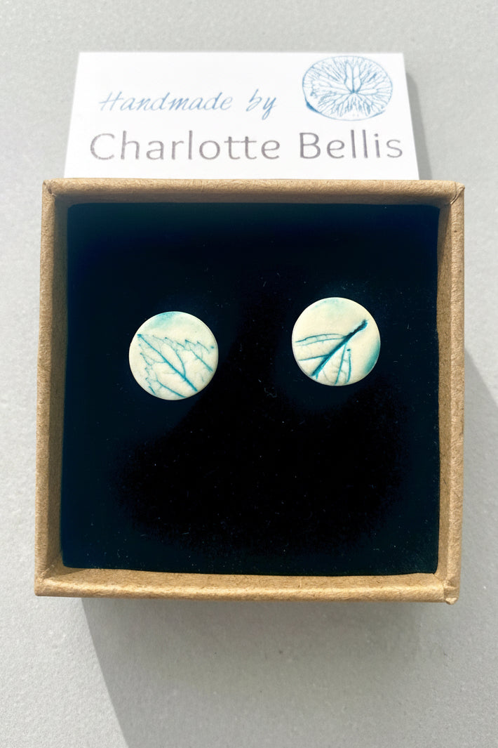 Leaf Print Stud Earrings