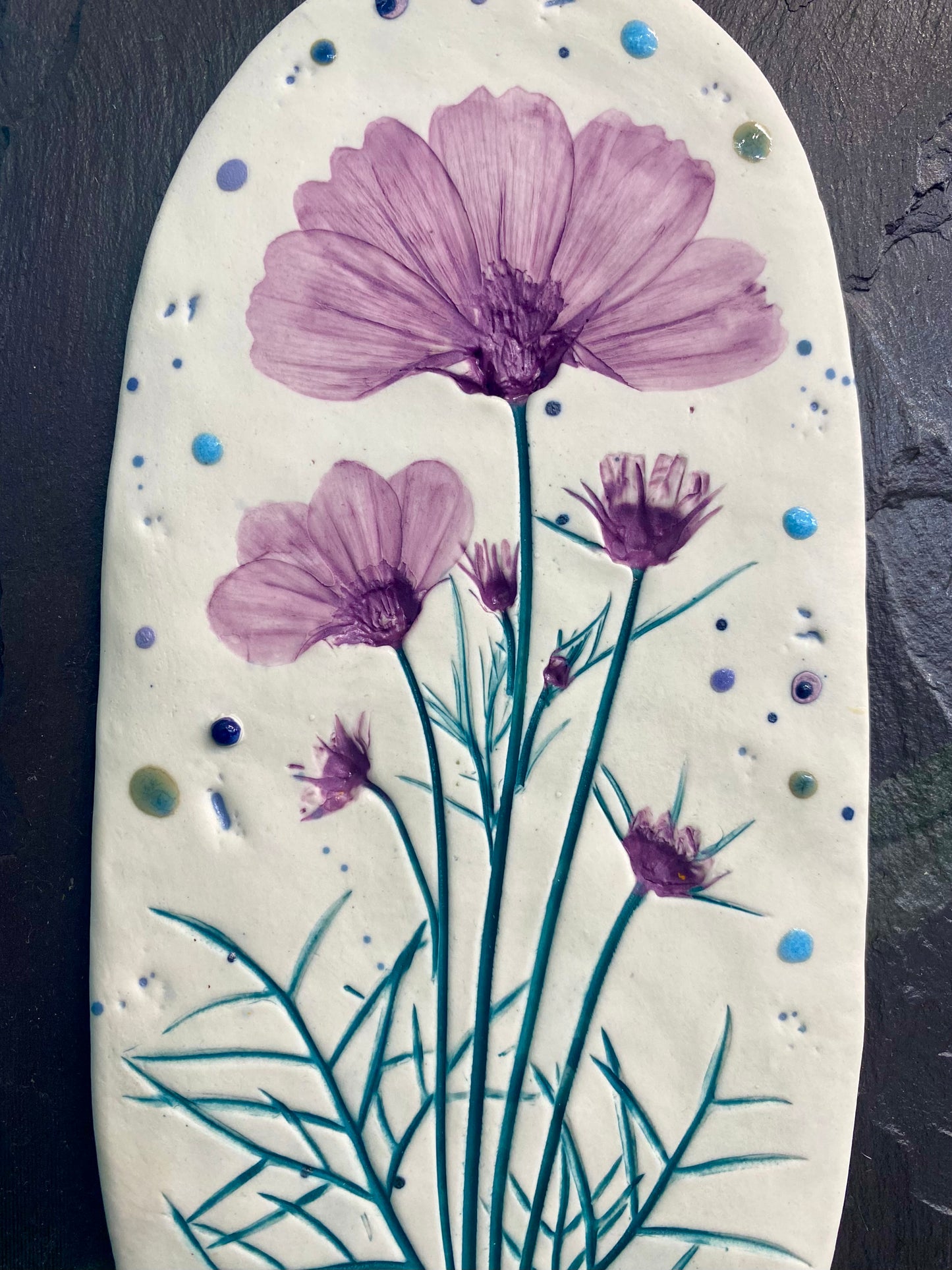 Porcelain Wall Plaque on Welsh Slate - Cosmos