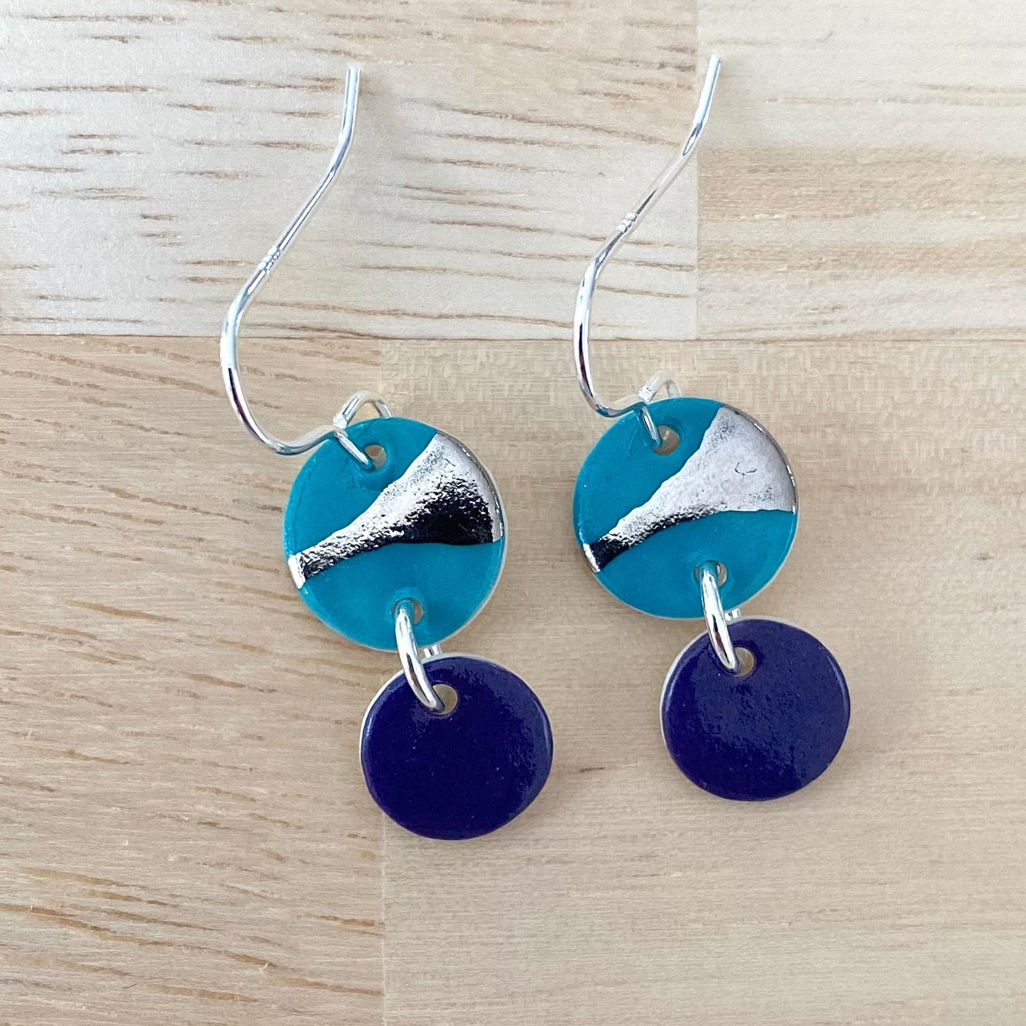 Disc Earrings with Platinum Detailing
