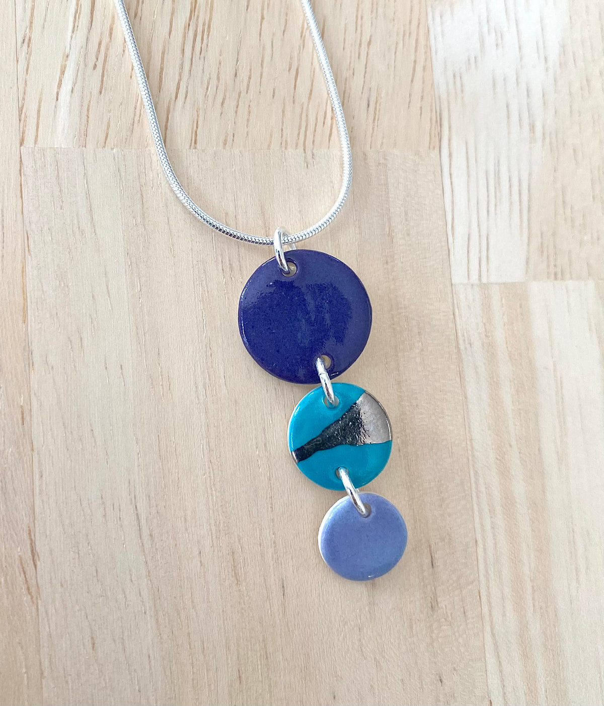 Disc Necklace with Platinum Detailing (3 Discs)