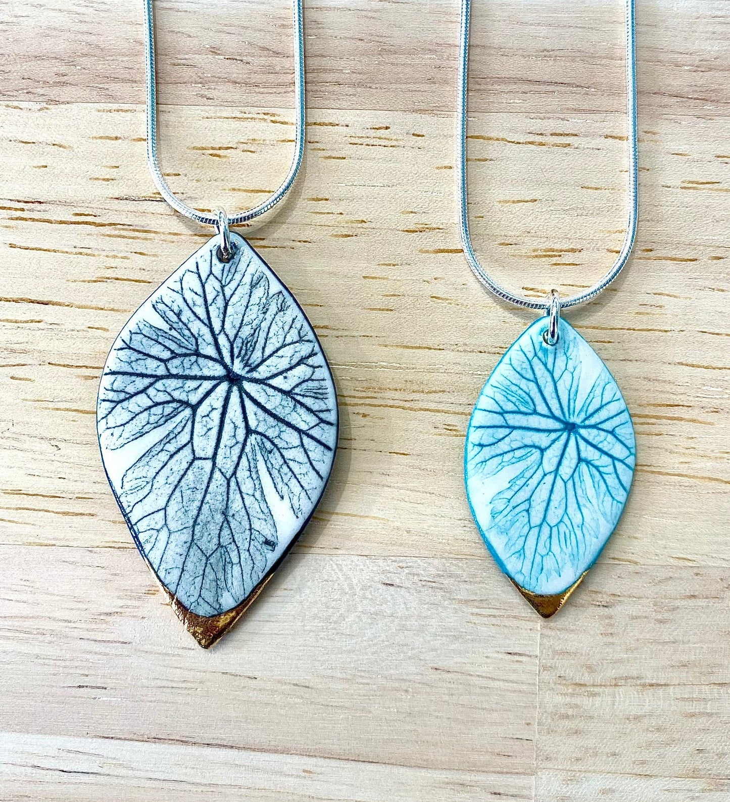 Leaf Print Necklace with 24ct Gold Detailing