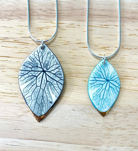 Leaf Print Necklace with 24ct Gold Detailing