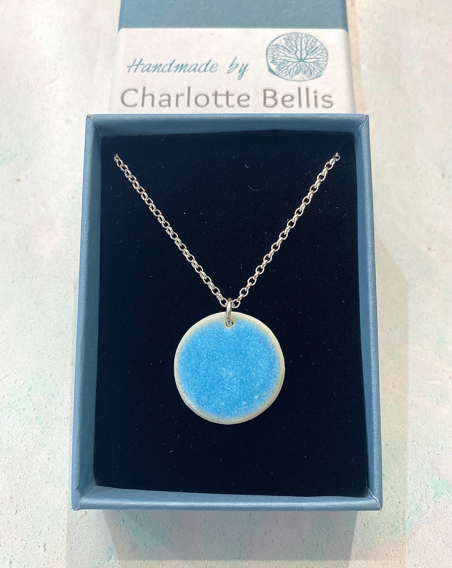 Baby Blue Disc Necklace