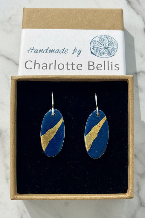 Oval Earrings with 24ct Gold Detailing