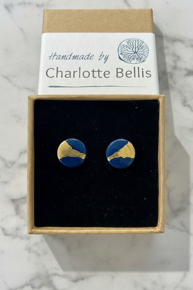 Stud Earrings with 24ct Gold Detailing