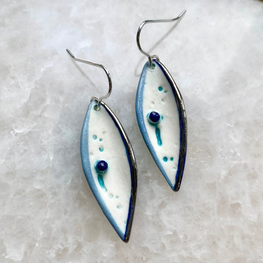 Droplet Earrings with Platinum Detailing