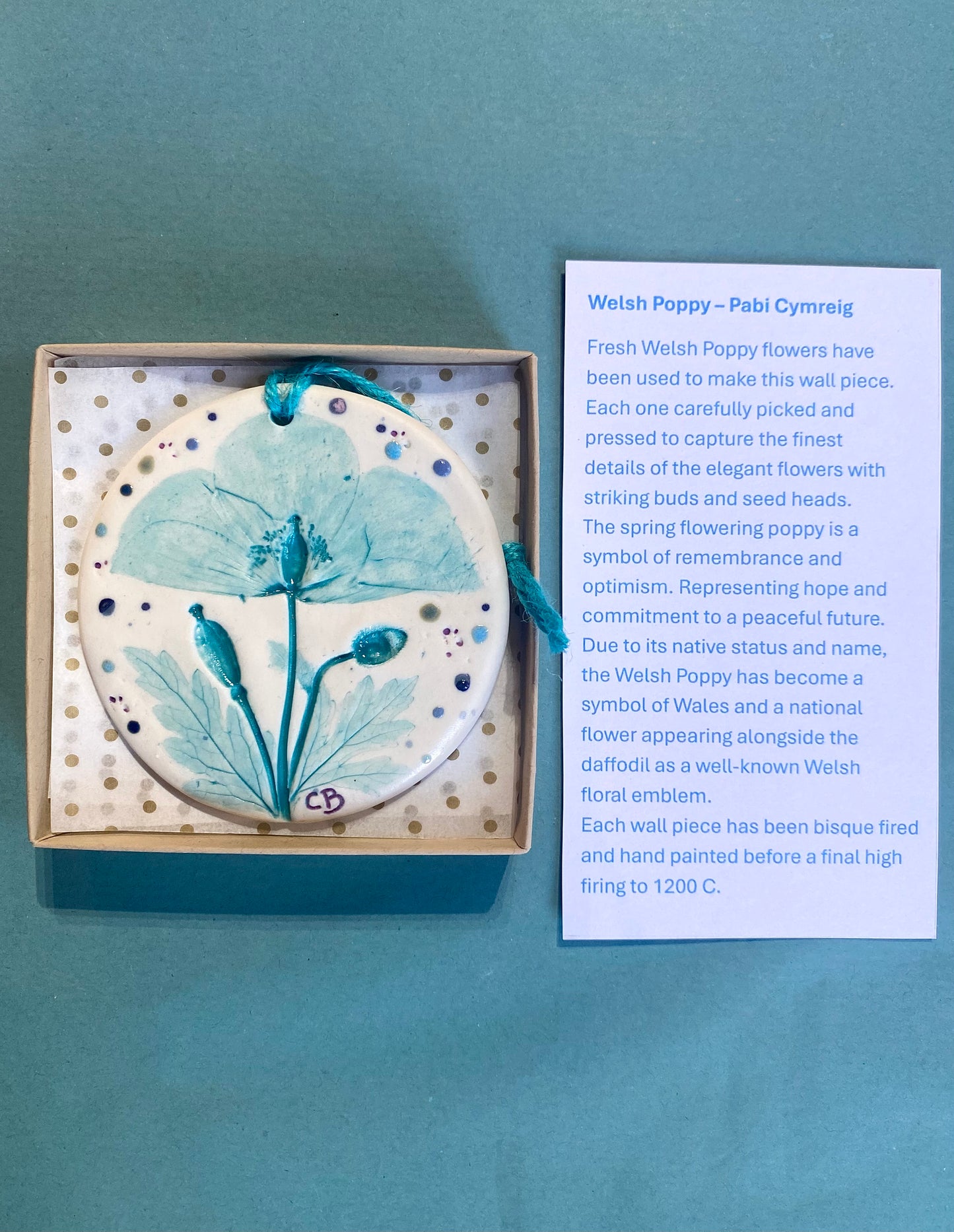 Wall Plaque Round - Welsh Poppy (Pabi Cymreig)
