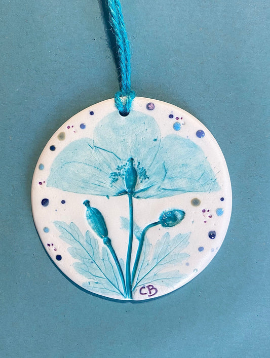 Wall Plaque Round - Welsh Poppy (Pabi Cymreig)