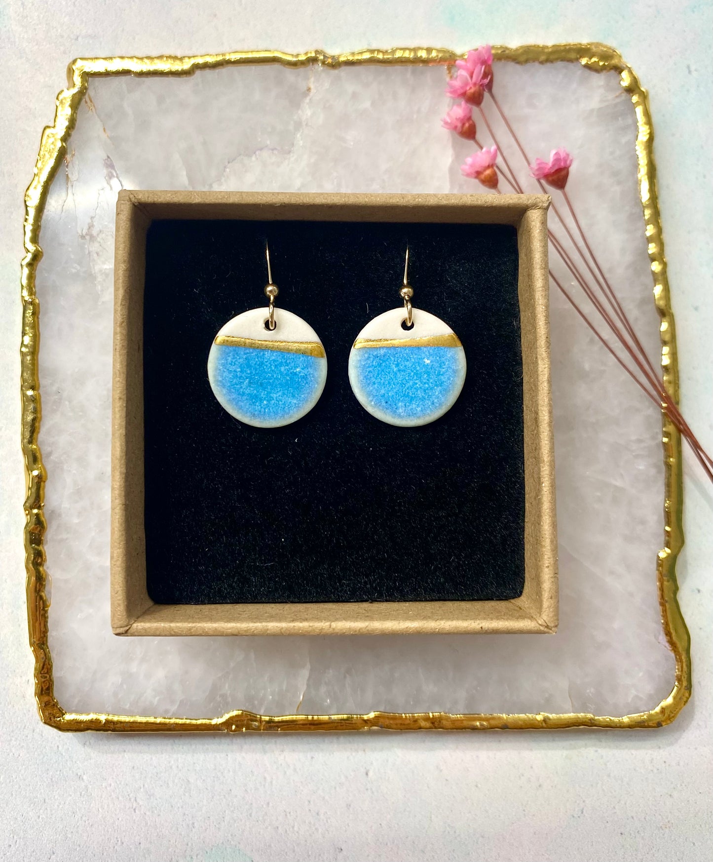 Sea Breeze Disc Earring with Gold Hooks