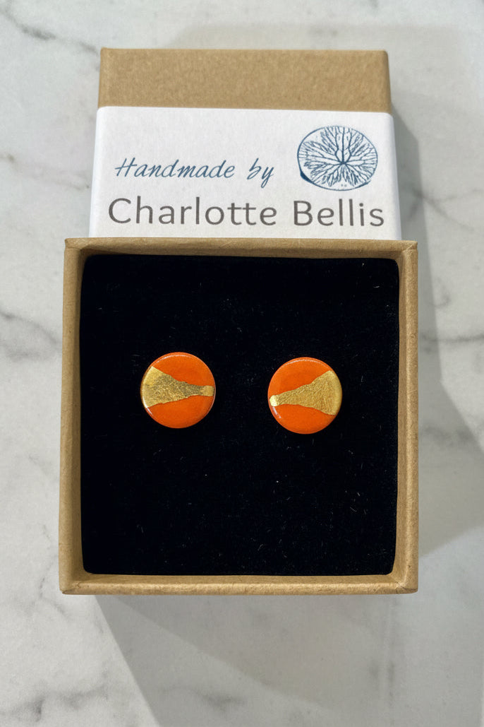 Stud Earrings with 24ct Gold Detailing