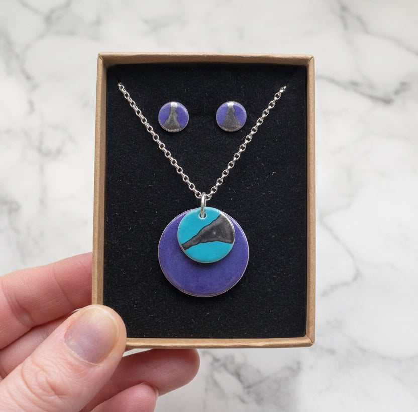 Double Disc Necklace with Platinum Detailing