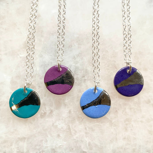 Disc Necklace with Platinum Detailing