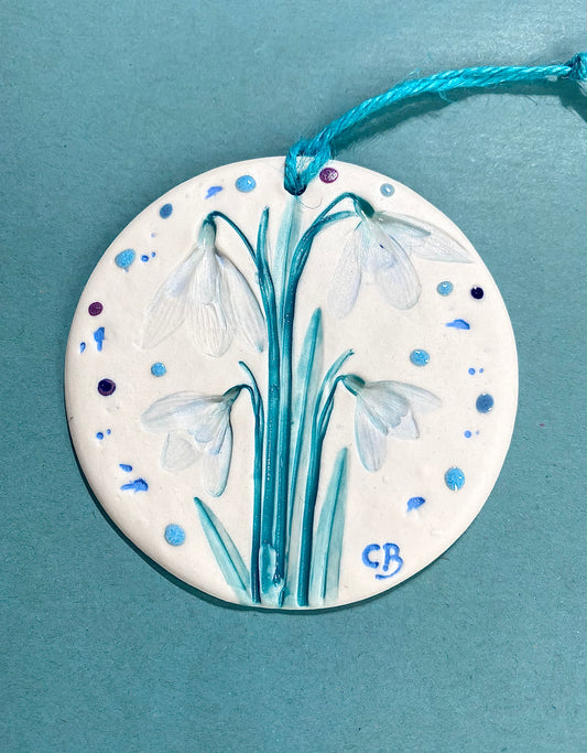 Wall Plaque Round - Snowdrops (Lili Wen Fach)