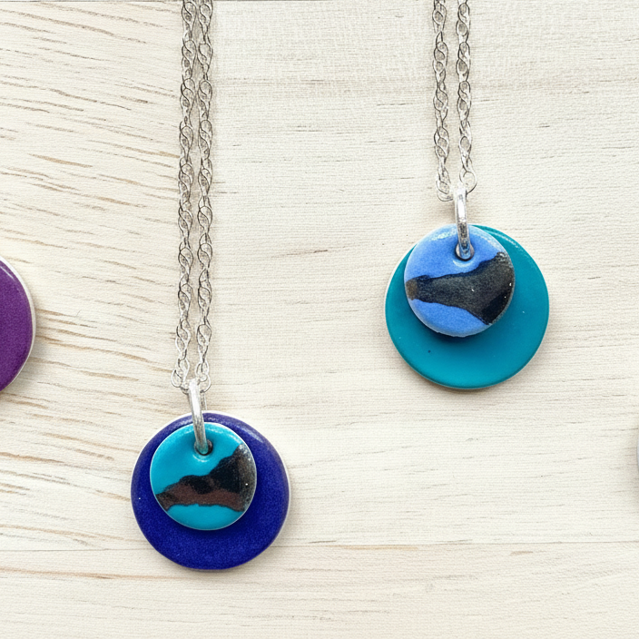 Double Disc Dainty Necklace with Platinum Detailing