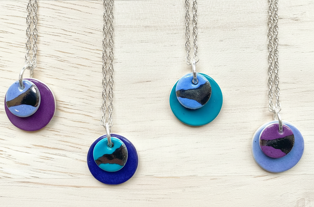 Double Disc Dainty Necklace with Platinum Detailing