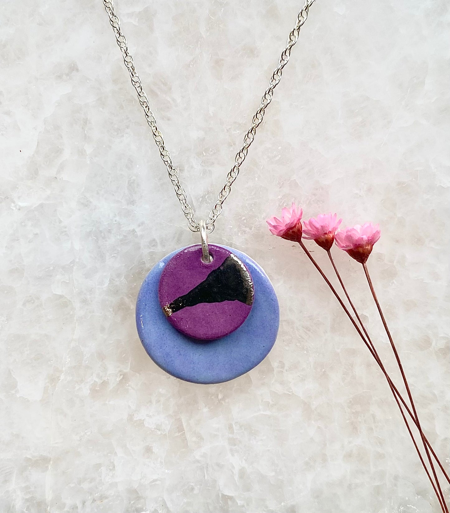 Double Disc Necklace with Platinum Detailing
