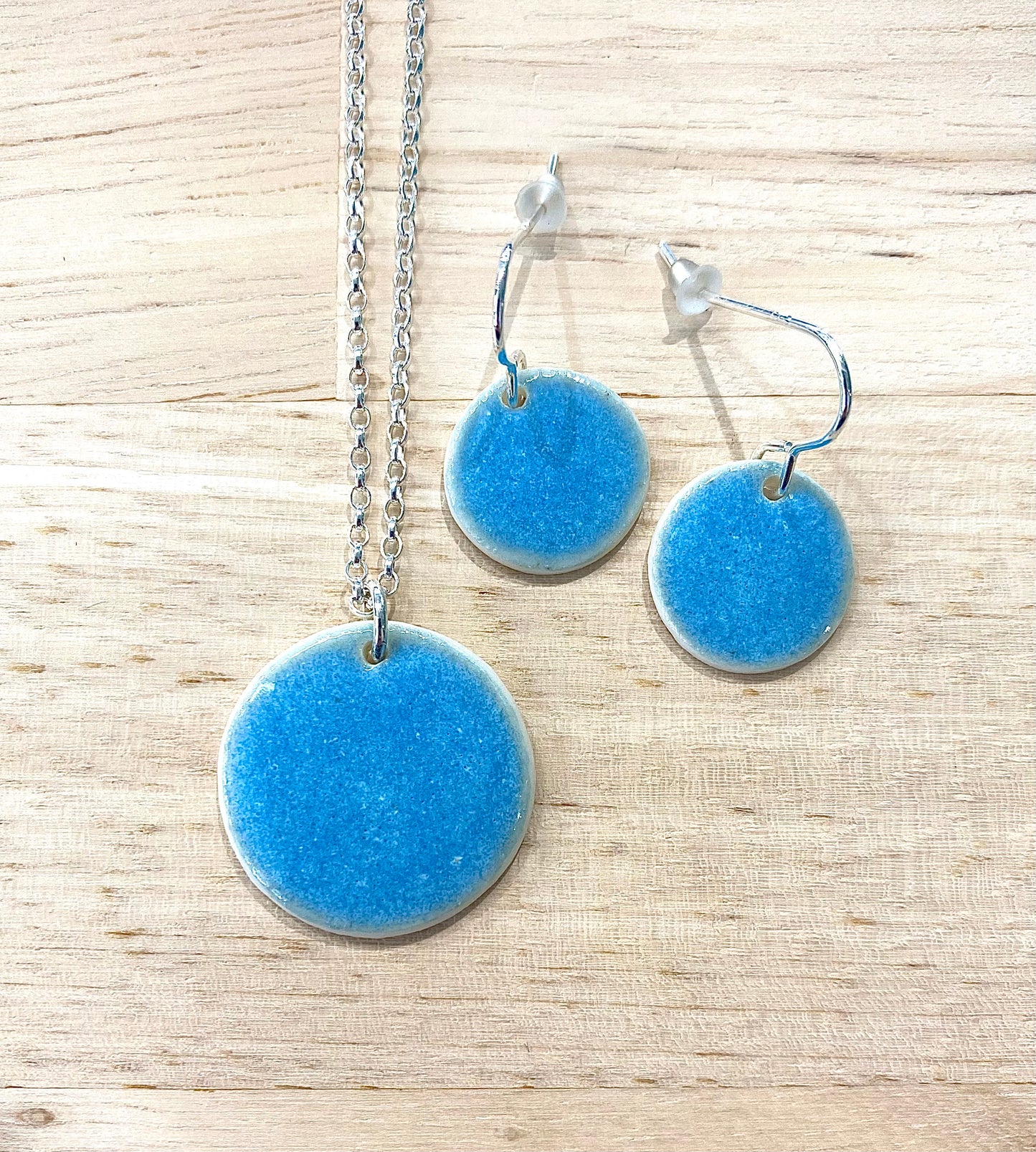 Baby Blue Disc Necklace