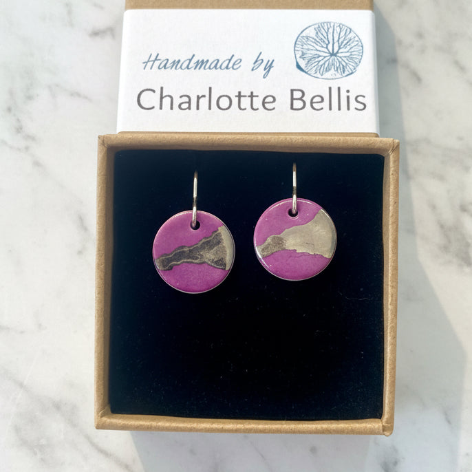 Disc Earring with Platinum Detailing