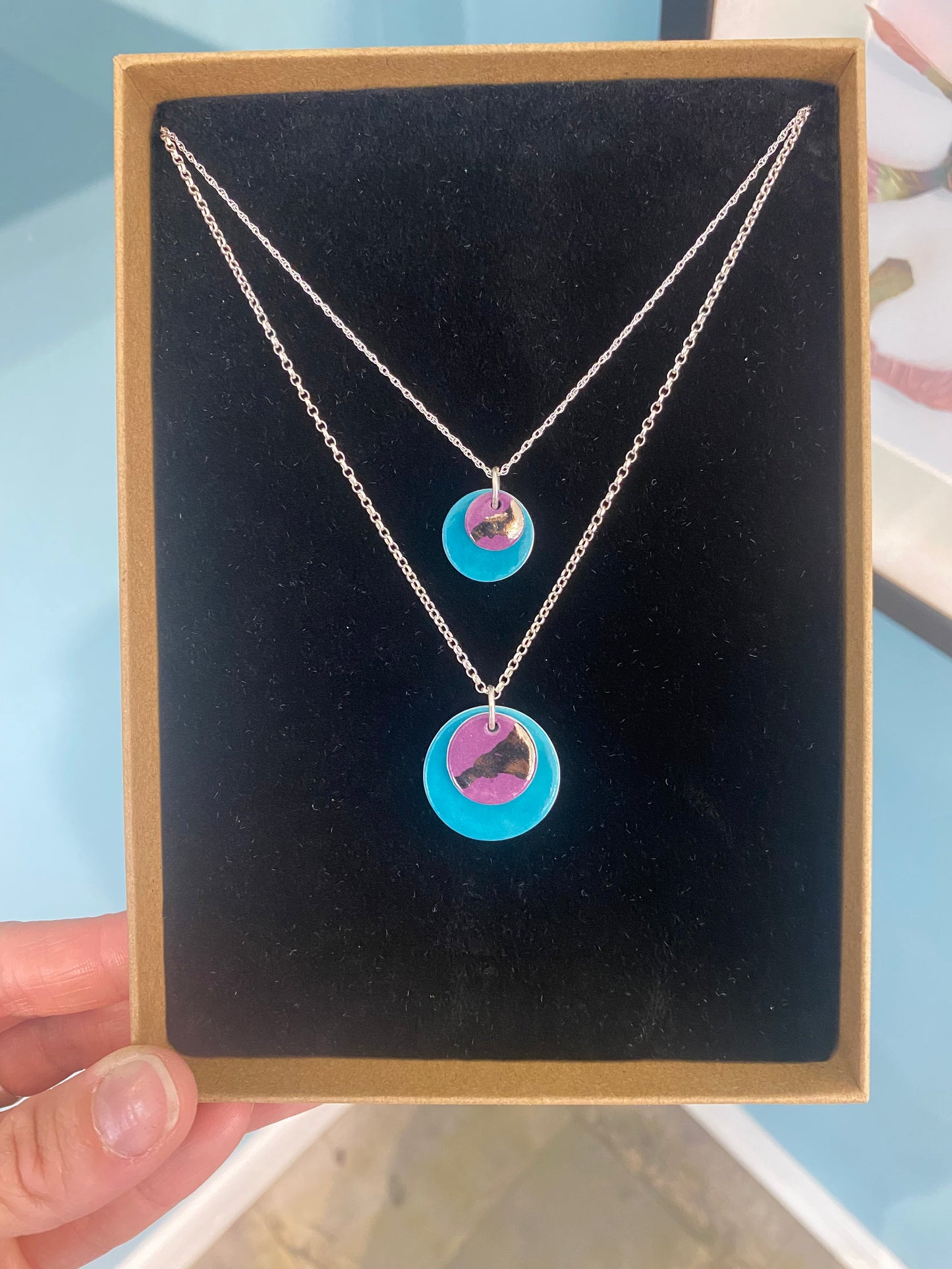 Dainty Double Disc Necklace with Platinum