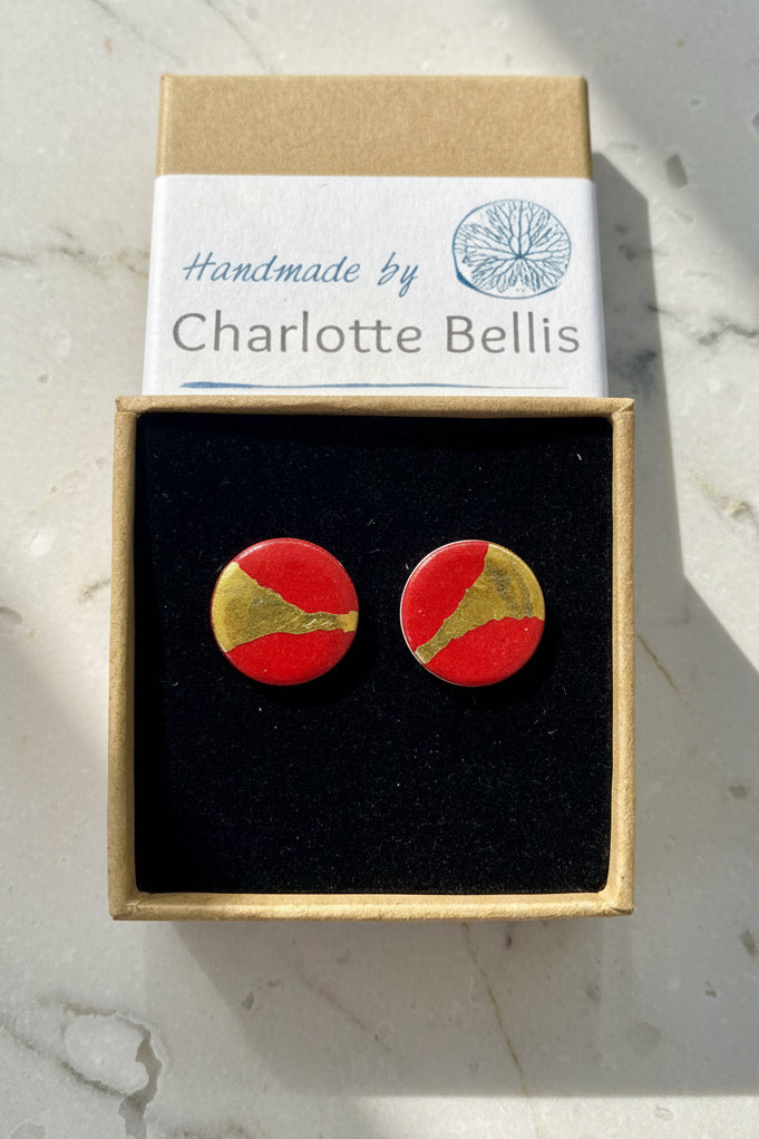 Stud Earrings with 24ct Gold Detailing