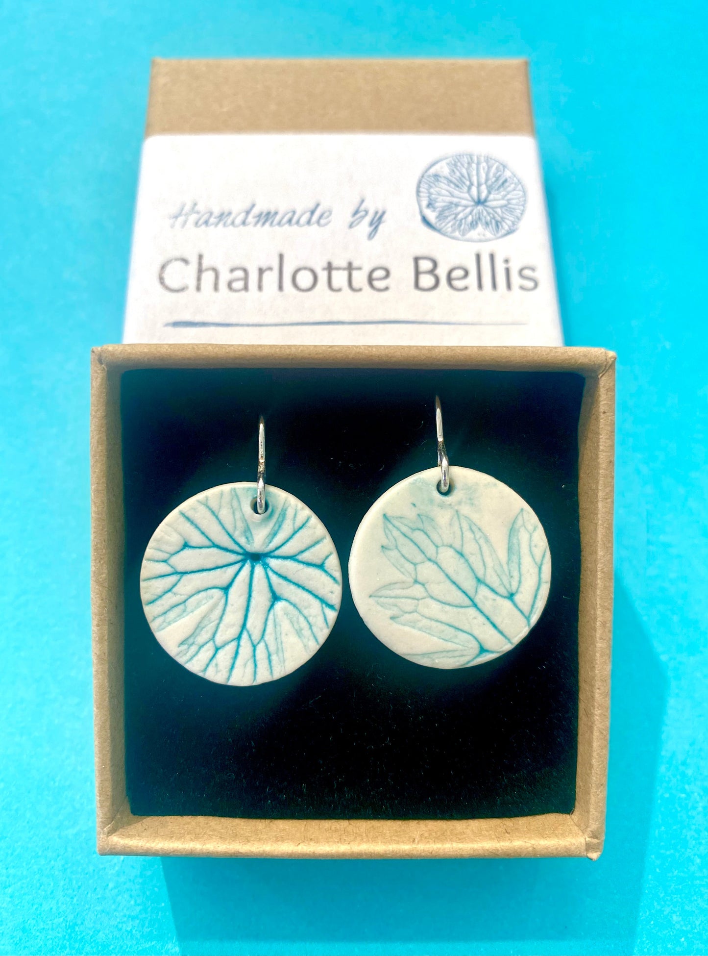 Leaf Print Disc Earrings