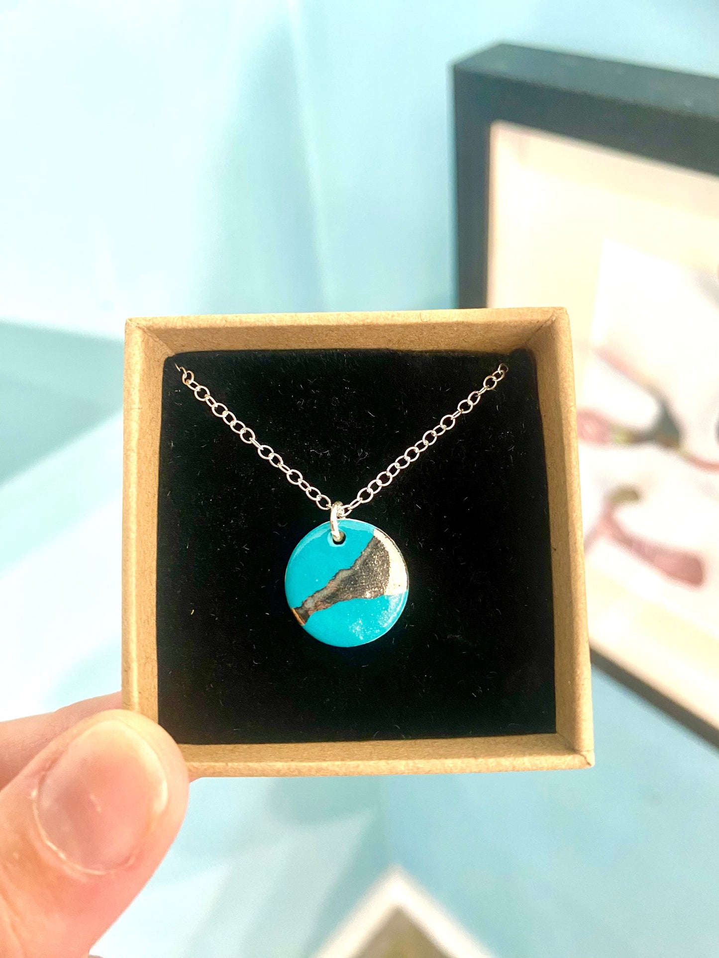 Disc Necklace with Platinum Detailing