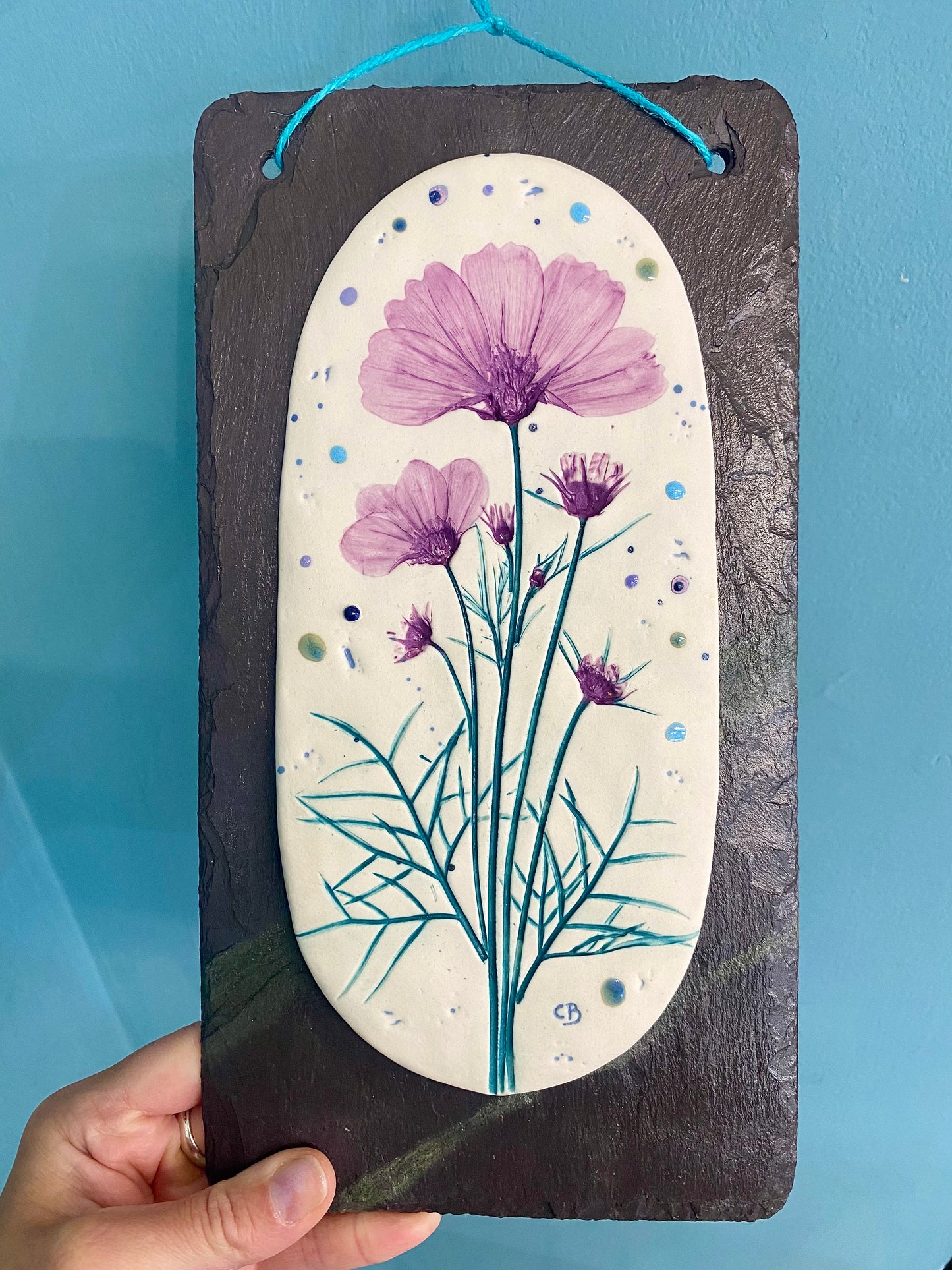 Porcelain Wall Plaque on Welsh Slate - Cosmos