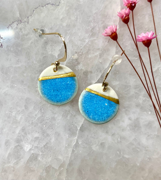 Sea Breeze Disc Earring with Gold Hooks