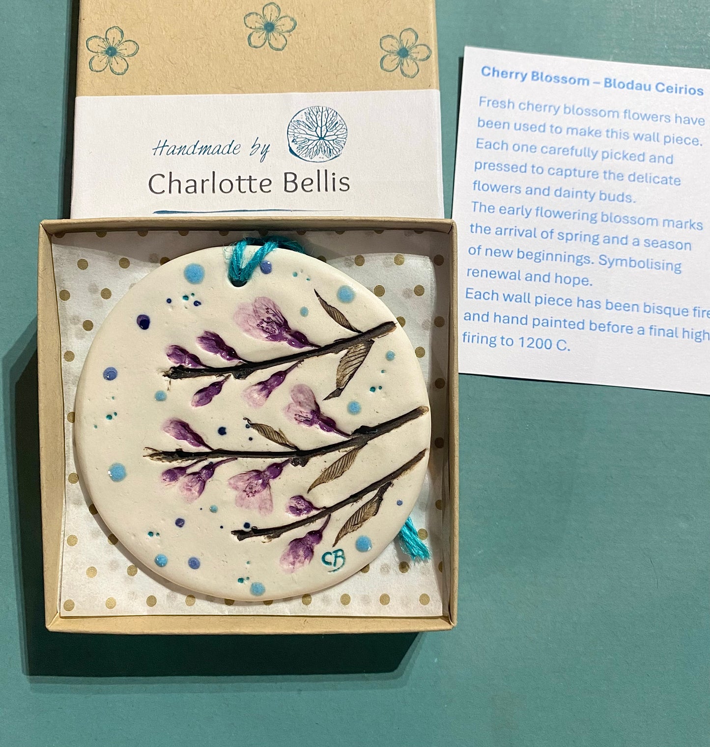 Wall Plaque Round - Cherry Blossom (Blodau Ceirios)