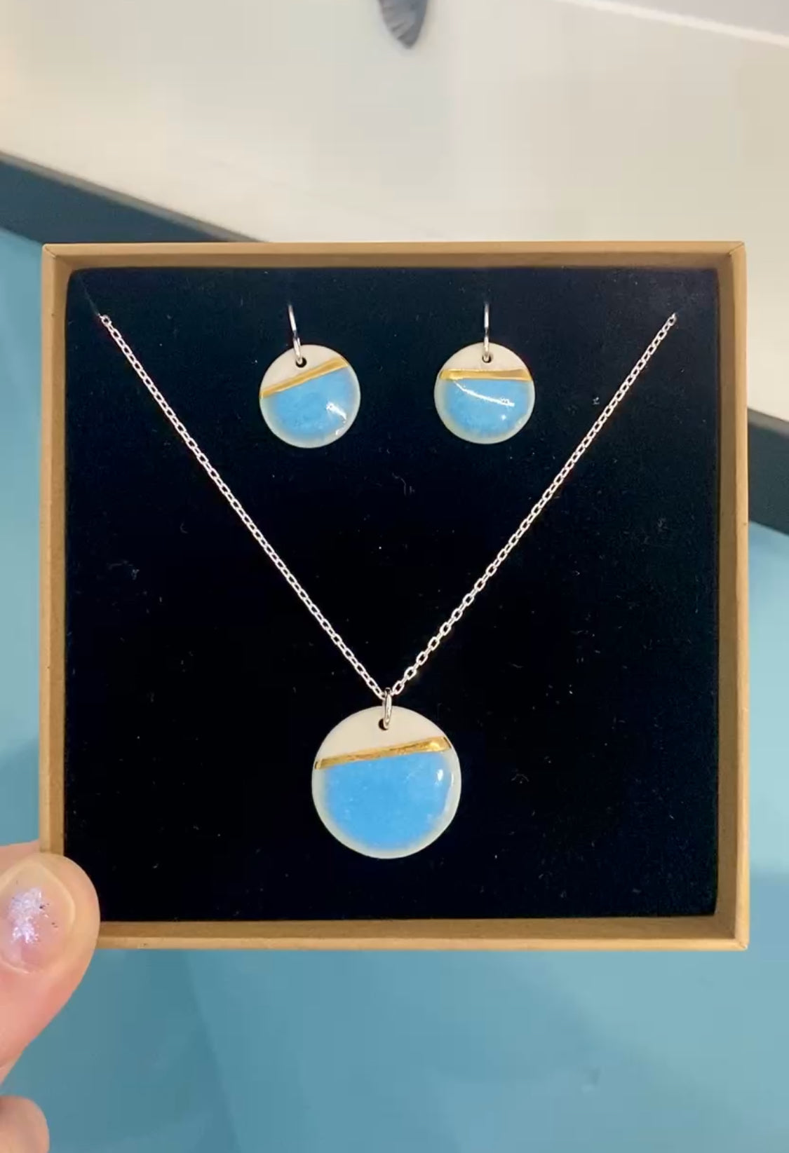 Sea Breeze Disc Earrings with 24ct Gold Detailing