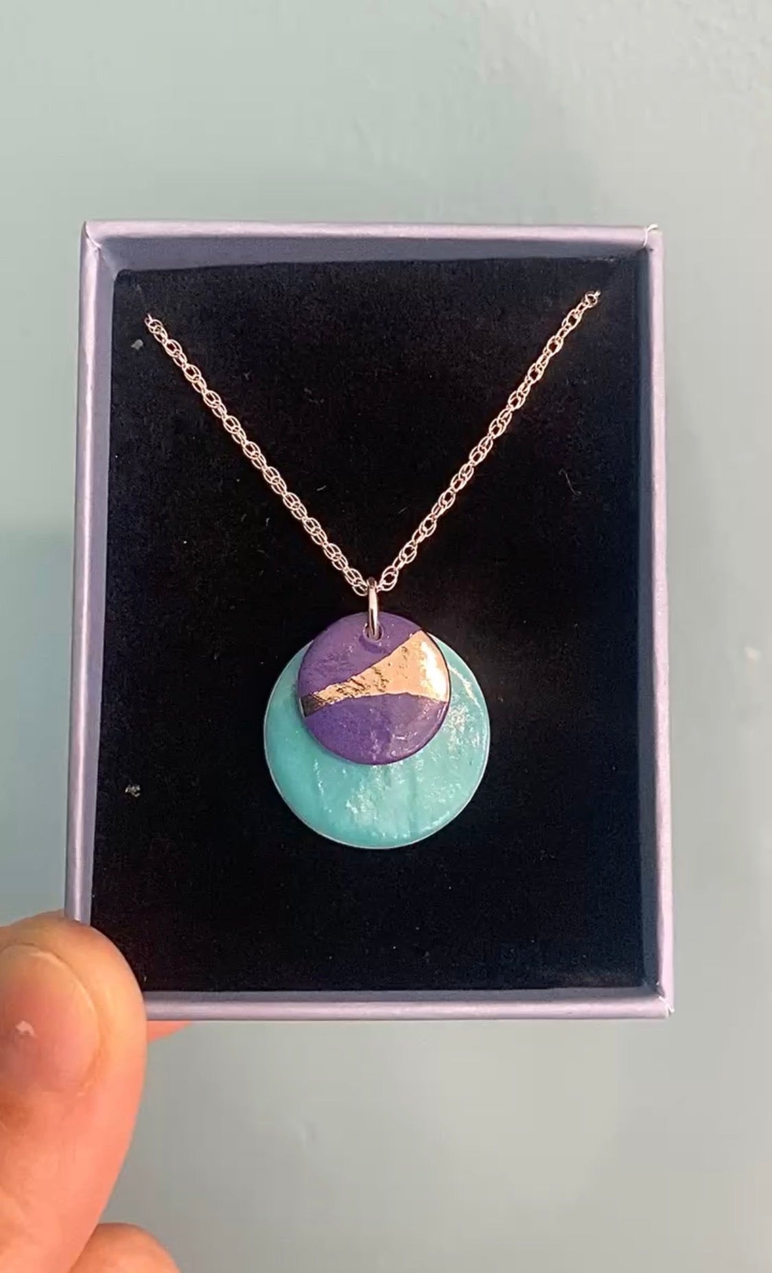 Double Disc Necklace with Platinum Detailing