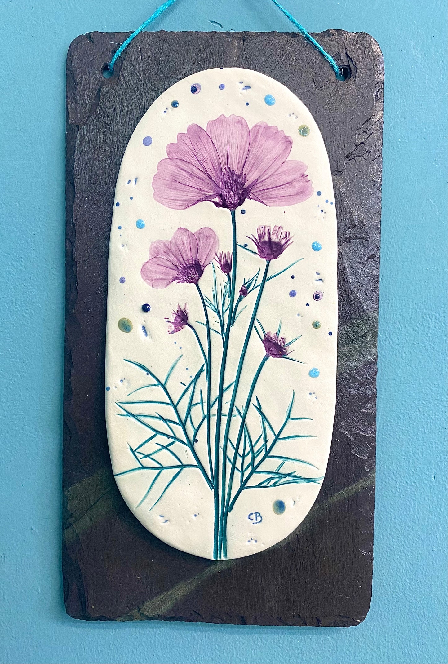Porcelain Wall Plaque on Welsh Slate - Cosmos