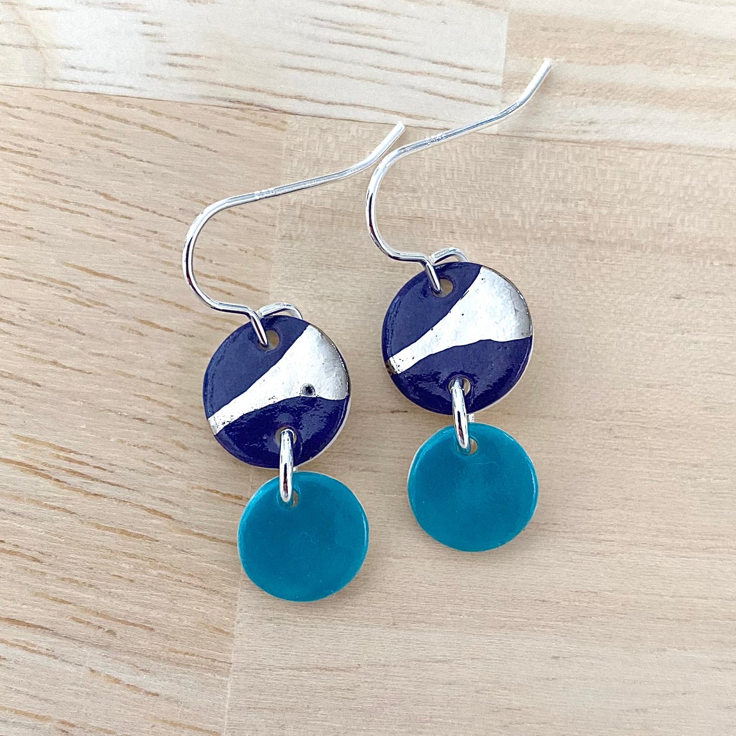 Disc Earrings with Platinum Detailing