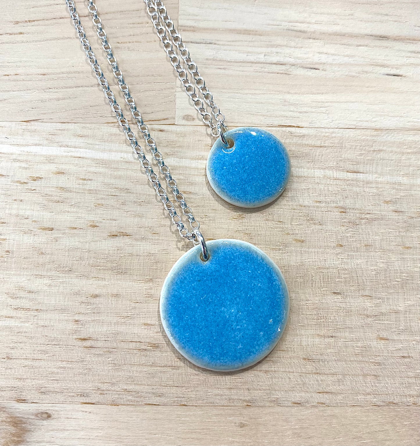 Baby Blue Disc Necklace