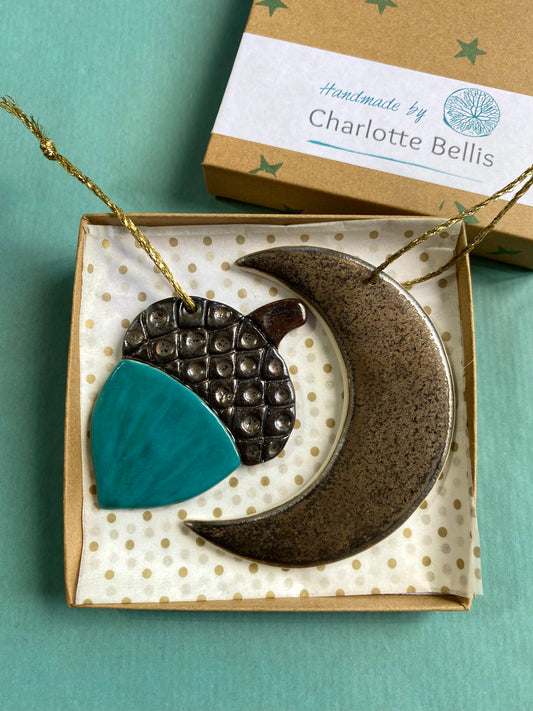 Acorn and Moon Decorations