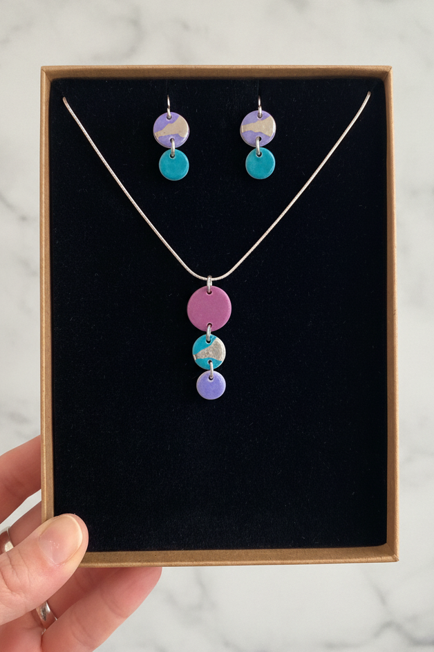 Disc Necklace with Platinum Detailing (3 Discs)