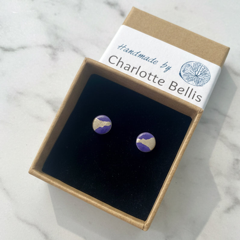 Disc Stud Earrings with Platinum Detailing
