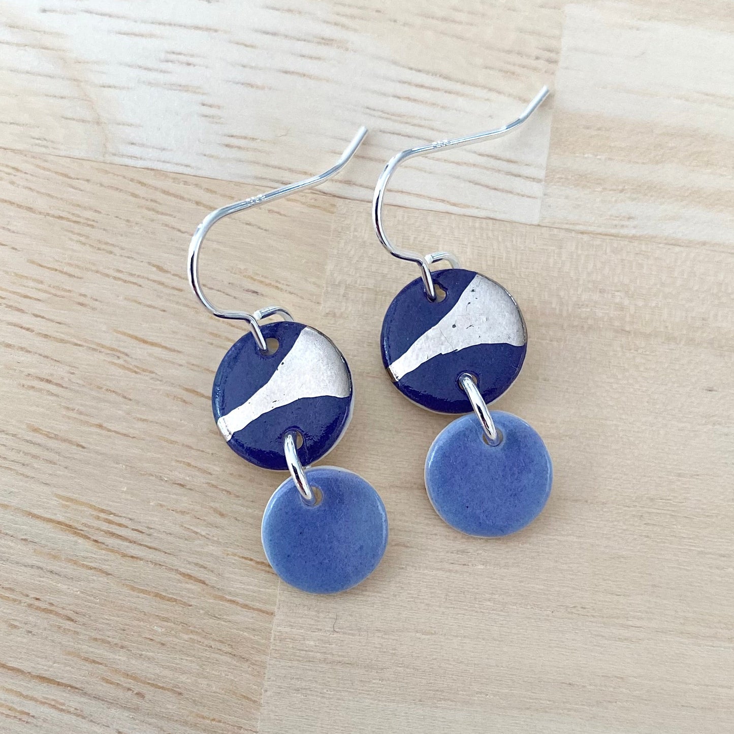 Disc Earrings with Platinum Detailing