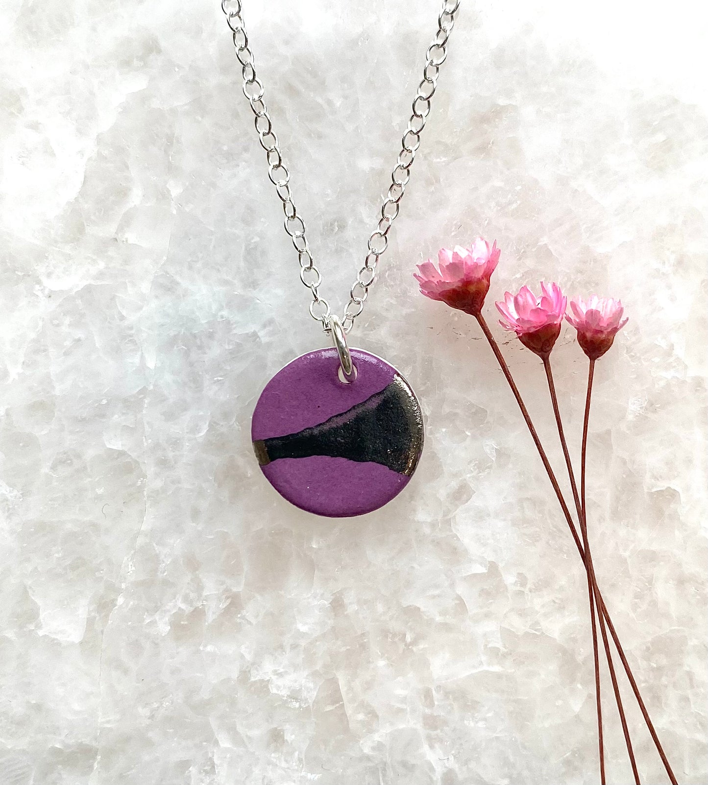 Disc Necklace with Platinum Detailing