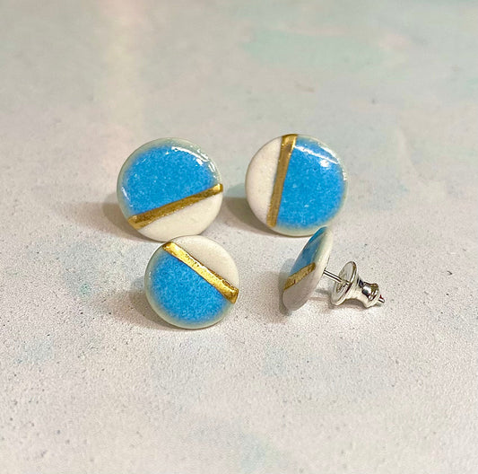 Sea Breeze Stud Earrings with 24ct Gold Detailing