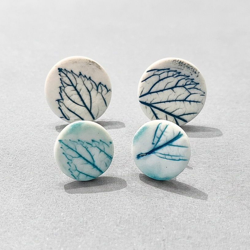 Leaf Print Stud Earrings