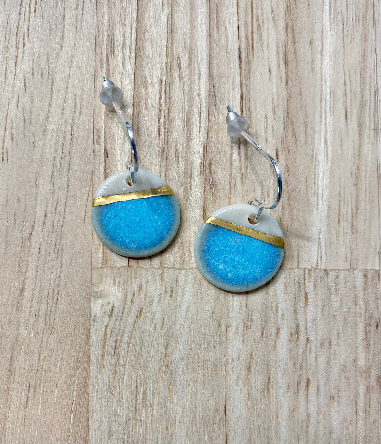 Sea Breeze Disc Earrings with 24ct Gold Detailing