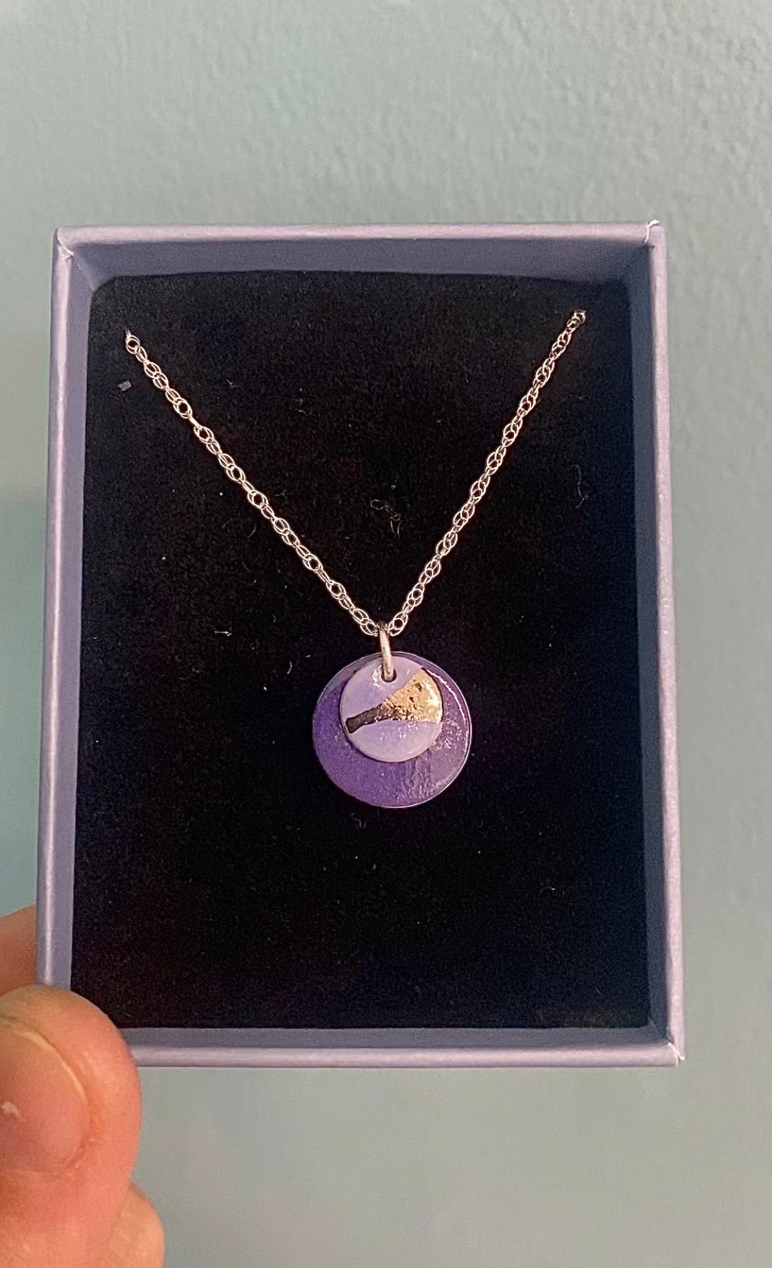 Double Disc Dainty Necklace with Platinum Detailing