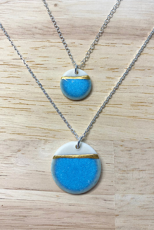 Sea Breeze Disc Necklace with 24ct Gold Detailing