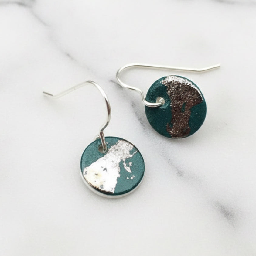 Disc Earring with Platinum Detailing