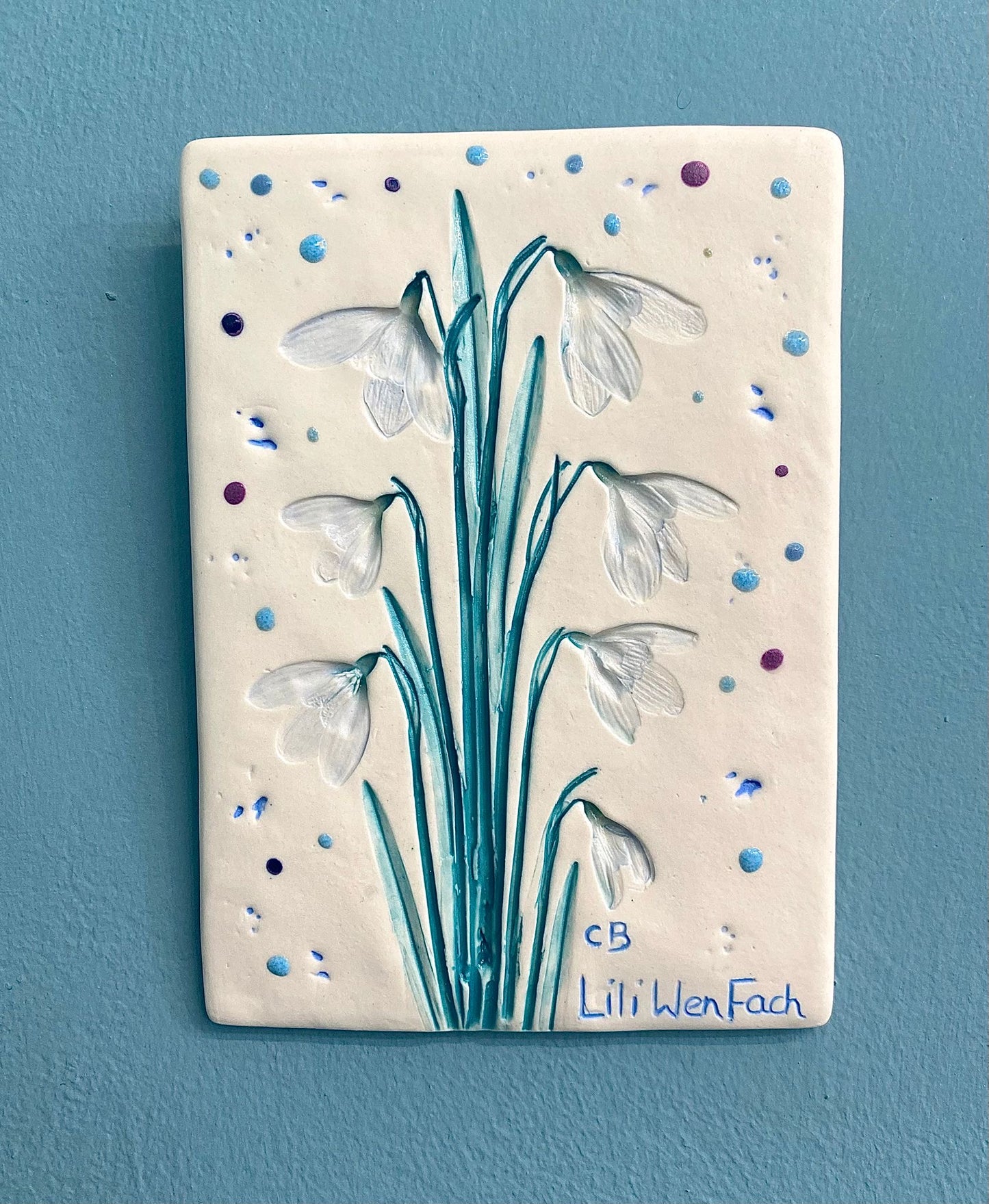 Porcelain Wall Plaque - Snowdrops (Lili Wen Fach)